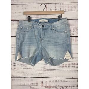 Torrid Jean Shorts Women's Size 12 Distressed Stretch with Lace Detail